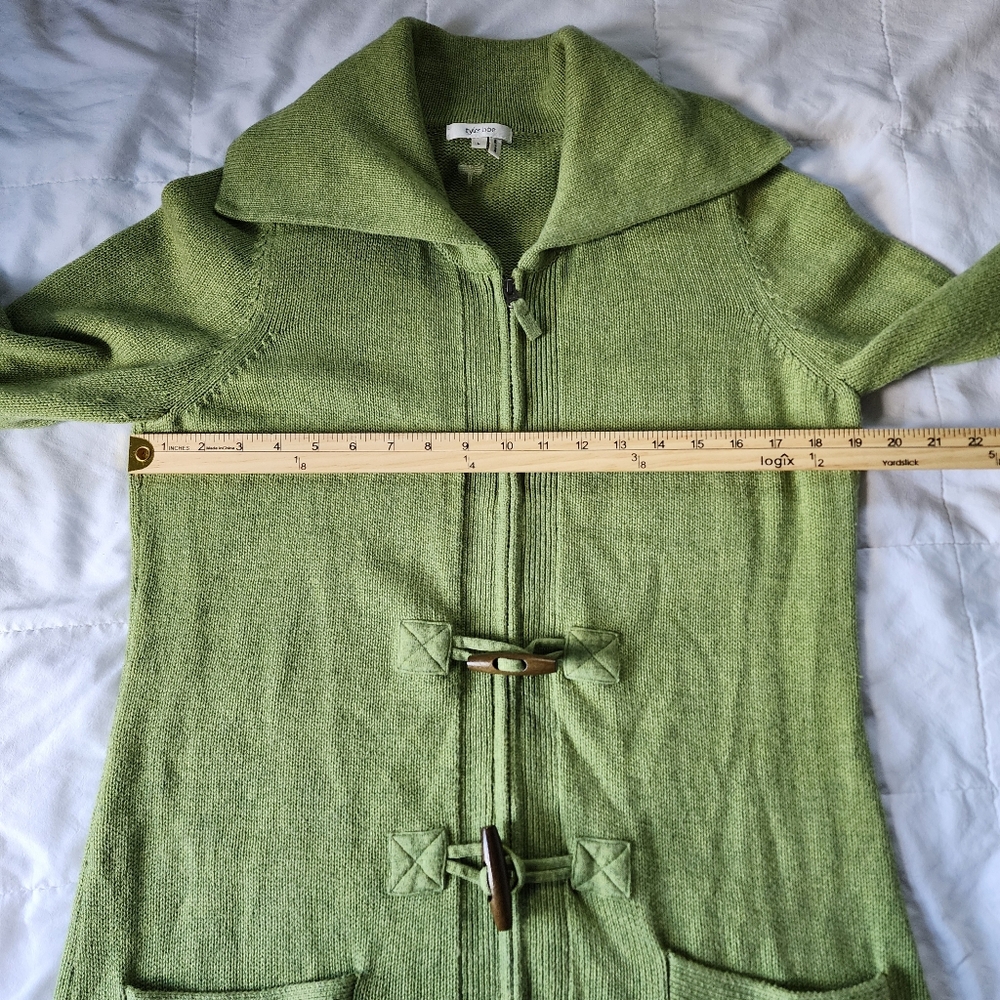 Tyler Boe Cotton Wool Blend Long Line Zipper Front Cardigan Sweater - Picture 7 of 16